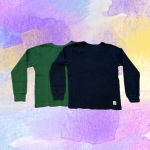 Set of 2 Land’s End Kids Long Sleeve Thermals - Green and Navy Size M (5 - 6)